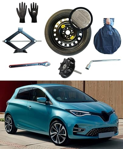 Kit de roue d'escorte 17 compatible avec Renault Zoe 5 trous (2020>) avec Cric, Clé, Vis, Gants et Sac