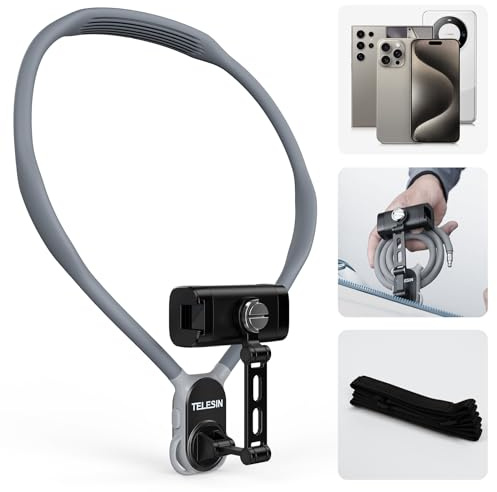 TELESIN Neck Phone Holder - POV/Vlog Neck Mount with Chest Strap - Hands Free Selfie Mount for iPhone, Samsung, Google Pixel, and All Phones