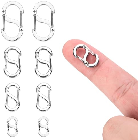 8pcs Double Opening Shortener Lobster Clasps, Necklace Clasp and Closures Stainless Steel Bracelet Connectors Chain Clip Shortener Charm Clasp for DIY Jewelry Making and Repair (4 Sizes, Silver)