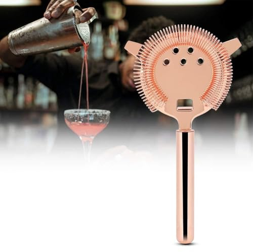 Crépine Hawthorne Passoire à Cocktail en Acier Inoxydable Shake Boissons Glace Mélangée pour Barb Party Passoire Hawthorne en Acier Inoxydable 304 (grand or rose)
