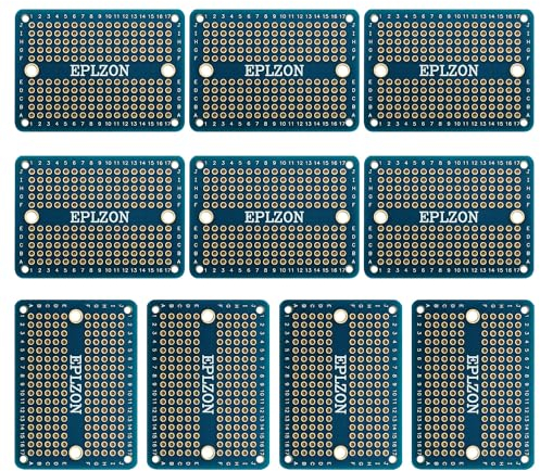 EPLZON Solderable Breadboard Mini PCB Board Gold-Plated Solder Breadboard for DIY Electronics Projects Apply to Soldering Projects 2.0x1.5(Pack of 10 Pcs,BLUE)