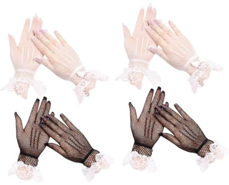 SAFIGLE 2sätze Damen-handschuhe Spitze Mit Für Partys Und Besondere Anlässe Erhältlich Schwarz Und Weiß Für Stilvolle Auftritte