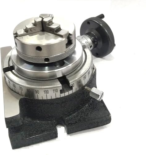 Buyohlic Tavolo di fresatura rotante regolare da 100 mm con piccoli mandrini con mandrino autocentrante a 3 ganasce da 65 mm