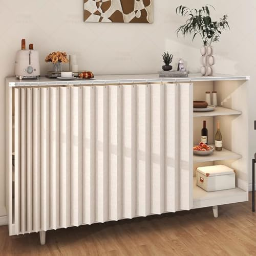 Tende per Armadietti Corte e Impermeabili - Multifunzionali con Binari Scorrevoli per Cucina e Bagno - Antipolvere (Misura: L:40 x A:60cm, Colore: Farina d'Avena)