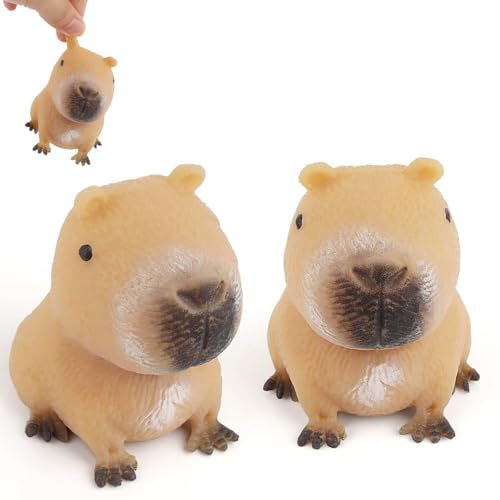 2 Stück Anti Stress Spielzeug, Kapybara-Kugelfisch Anti Stress Stressbälle Lustig Squishy Squeeze Spielzeug Squeeze Toy Stress Squeeze Spielzeug Squeeze Ball für Erwachsene und Kinder