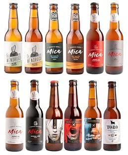 Mica - Pack de 12 Cervezas Artesanales, Pack Coleccionista, Incluye 6 Posavasos - 12x330ML