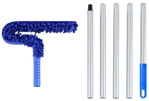 Mulcort Telescopico Lavabile, Tergicristallo per camper con cuscinetto pieghevole, piumino antipolvere per ventilatori a soffitto, aste allungabili per la pulizia di camper e camion