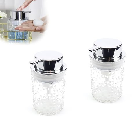 HUANR 2 Stück Schaumspender, Drücken Schäumen Seifenspender Schaum, 7 x 13 cm Seifenspender Kunststoff, Transparente Schaumseifenspender, Duschgel Spender für Badezimmer, Küche, Büro