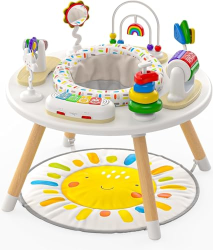 Move2Play 4-in-1 Baby Activity Center | Montessori-Inspired Design | 8 Interactive Toys | Tummy Time, Exersaucer, Jumper | 3-6+ Month Must Have | Baby Essential (Sun Mat)