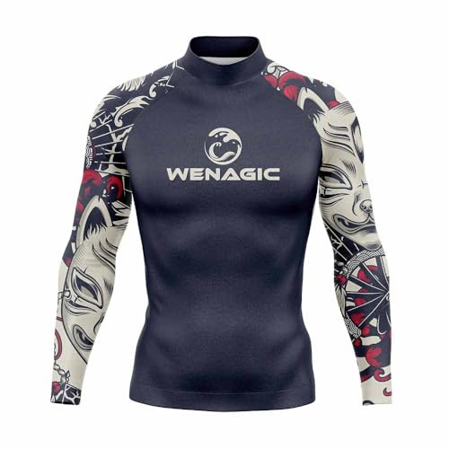Maglietta da uomo a maniche lunghe con protezione UPF 50+, per surf, immersioni, nuoto, nuoto, surf, spiaggia, pesca, abbigliamento ad asciugatura rapida, 5, XL
