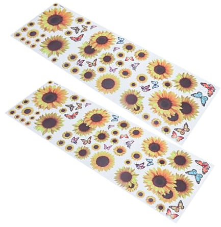 YARNOW 2sheets Static Window Cling Butterfly Decorative Decal Collision Warning Sticker Flower Window Sticker for Bedroom