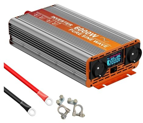 Convertisseur Convertisseur 12 V vers 220 V À Onde 3000 W 4000 W 5000 W 6000 W Transformateur 12 V vers 220 V pour Voiture Et Camion Prise Européenne Onduleur Puissance(12V,220V 50HZ EU_6000W)
