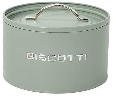 Baroni Home Keksdose aus Metall, modernes Design für Tisch und Küche, Linie Salvia, luftdichter Behälter für Kekse, 21,5 x 21,5 x 12 cm