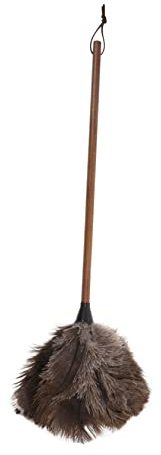 UTHCLO Plumero De Avestruz Mango Largo De Madera De Nogal, Herramienta De Limpieza Negra, Antiestático y Delicado Para Polvo Hogar y Oficina, Uso Cómodo y Práctico