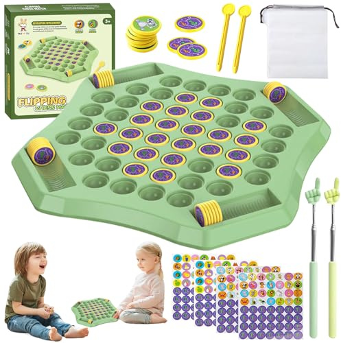 MACULPER Flip Chess Memory 2–4 Spieler Memory Flip Schachspiel Schach Spie Motorikspielzeug Family Brettspiele Gedächtnisspiele Kinder Lernspielzeug Geburtstagsgeschenke für Kinder Erwachsene Party