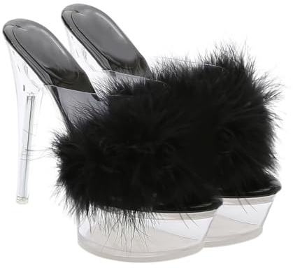 VERDANVERSE Stilrena Fluffiga Sandaletter med Tunna Högklackade Tofflor för Dam Bekväma och Hudvänliga för Jeans Kjol och Shorts
