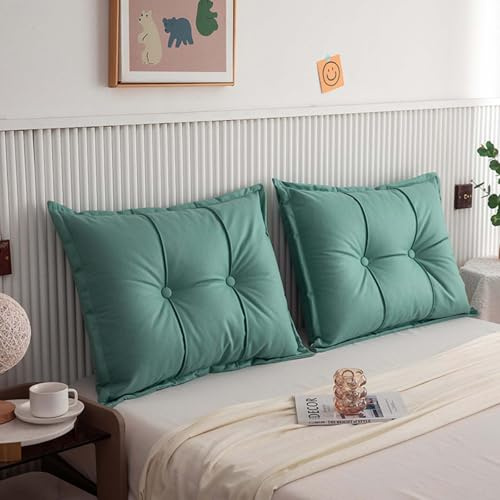 Cojín de cabecera con colchón en Forma de cuña Acolchado - Cojín Triangular de cabecera Acolchado con Tejido Impermeable y diseño de Cremallera Tropical Green 60 * 55 * 15cm/23.6 * 21.7 * 5.9in
