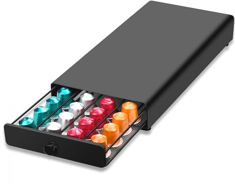 Kapselhalter kompatibel mit Nespresso Kapseln-40Pcs Kapselhalter | Kapselhalter für Nespresso – Schublade für 40 Kapseln, 37,5x17,6x5,8 cm – ideal für Zuhause, Büro & Kaffee