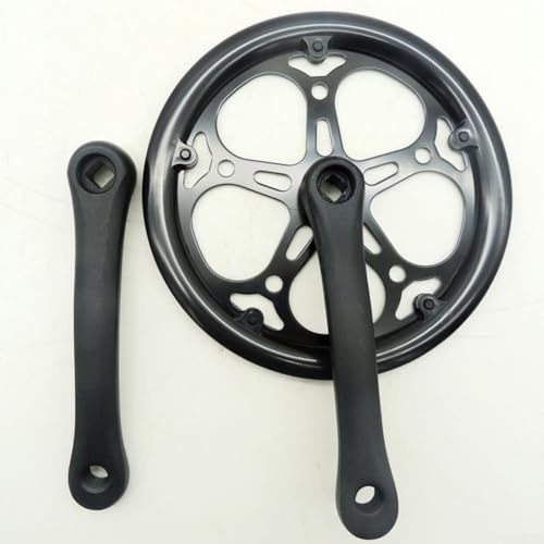Zilimontt Bielas plegables de aleación 6061 para bicicletas de una sola velocidad y multivelocidad, manivela cónica cuadrada de 170 mm con plato reemplazable 40T/44T/52T, incluye protector de cadena