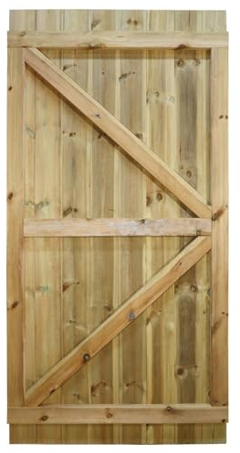Bespoke Flat Top Wooden Garden Gate, 6ft x 3ft T&G Fully Framed Door | Up to 180cm High x 90cm Wide, Made to Measure, Heavy Duty, Pressure Treated, Pedestrian Rear Gate Entry, Side Gate Entrance