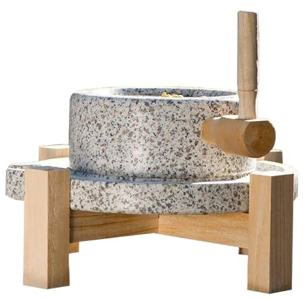 Mulino per cereali, pietra per macinazione manuale in granito naturale, fresa asciutta/bagnata per semi, noci e mais, design antico, diametro 32 cm