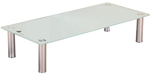 TV Vello Cristal cabezal TV tarjeta Banco Monitor Armario elevador de podio de la pantalla soporte televisión LCD Televisión de Stand de estantería estructura universal de mesa de Weiß-Glas - 80cm