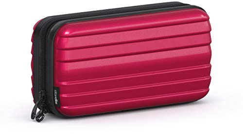 stardis Kosmetiktasche Hartschalen Kulturtasche Hardcase Damen Herren Kulturbeutel in Kofferform Flight-Beautycase Wasserdicht Mini-Koffer Optik Waschbeutel für Frauen, Männer, Kinder (Karminrot)