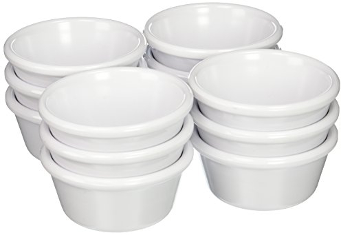Winco 6 oz White Smooth Melamine Ramekin Dipping Sauce Cup (Set of 12)