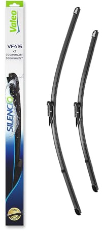 VALEO Silencio Tergicristalli VF416 Kit di Spazzole tergicristallo originali Flat Blade ad Alte Prestazioni, Maggior Visibilità su Strada 700mm/550mm Anteriore Confezione da 2 574329