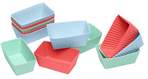 Lurch 83014 FlexiForm Brownie 12er Set Pastel Mix / 12 Backförmchen für Brownies aus 100% BPA-freiem Platin Silikon