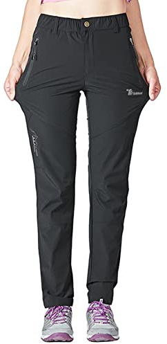 donhobo Ladies Outdoor Quick Dry Convertible Hiking Fishing Zip Off Active Cargo Pants Climbing Trousers Black M
