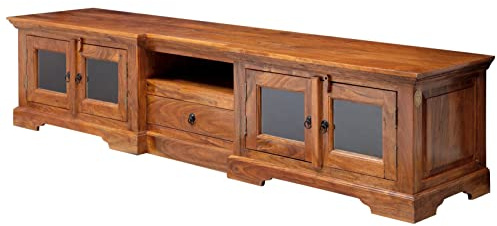 MASSIVMOEBEL24.DE | Oxford TV-Board Akazie 210x50x50, Farbe:Hellbraun lackiert, Größe:210x50x50 cm (BxTxH)