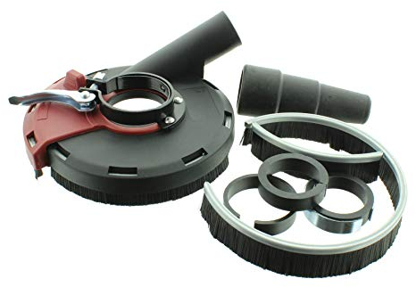 BTEC Staubabsaugung Absaughaube für Winkelschleifer mit Bürstenkranz für Ø 100 mm 115mm 125mm - für staubarmes Arbeiten mit Adapterstück und Staubsaugeranschluss