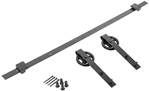 SOTECH Skjutdörrsbeslag LOFT 2 m svart 2-delat. Löpskena med rulle Ø 120 mm Skjutdörrsystem med anti-lossningsanordning och golvstyrning
