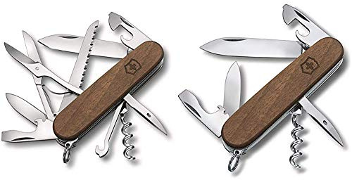 Victorinox Huntsman Wood Taschenmesser, aus Holz, Schere, nussbaumholz & Spartan Wood Taschenmesser, mit Holzgriff, 10 Funktionen, Klinge, Korkenzieher, Dosenöffner, nussbaumholz