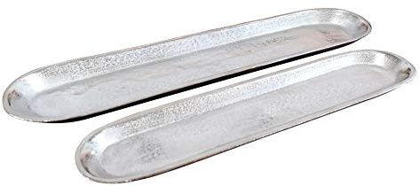 MichaelNoll Schale Servierplatte Dekoschale Aluminium Silber Deko Luxus, für Wohnzimmer, Küche und Esszimmer, 41 cm oder 51 cm (51x11x2,5 cm)