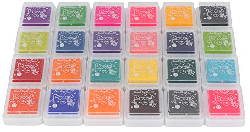 24 Farben Bastel Stempelkissen Waschbare Stempelkissen zum Stempel Papier Scrapbooking Papaer Holz Stoff Leder