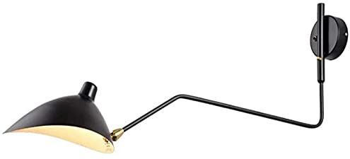 Vintage Industrielampe Schwenkarm Wandlampe Einstellbar & Ausziehbar Langer Arm Wandleuchte aus Metall in Schwarz, Nachttischlampe E27 Fassung Retro Wandbeleuchtung Innen Wandspot, 1-Flammig 95cm