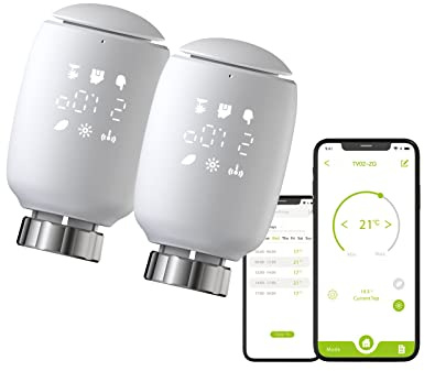 Qiumi Zigbee Thermostat-Heizkörperventil, LED-Bildschirmanzeige mit einstellbarer Schriftrichtung, Sprachsteuerung funktioniert mit Alexa Googlehome