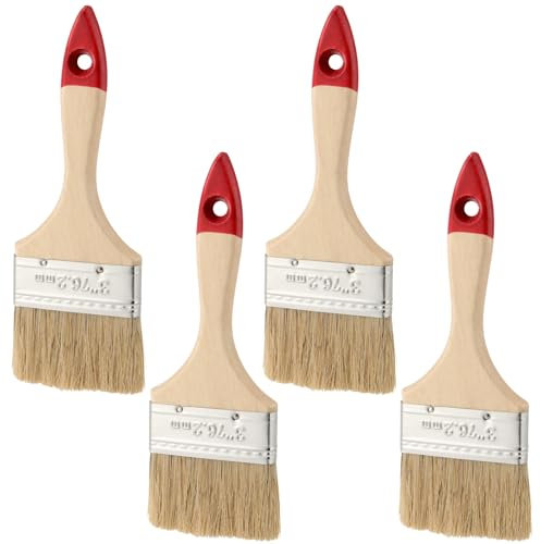 NAMYEUT 4 Stück Flachpinsel Set, 75mm Breite Lasurpinsel Malerpinsel Holzgriff Lasurpinsel Qualitäts Lackierpinsel für Wandfarbe, Lack, Kreidefarbe, Lasur