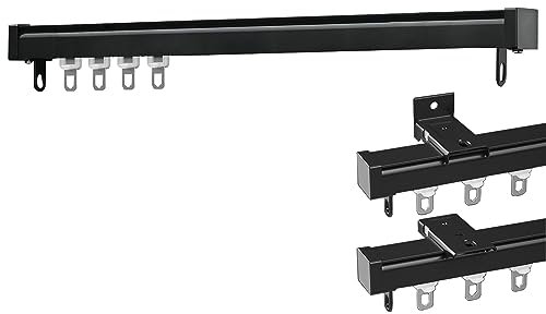 LIGUOYI Binario Tenda Soffitto Alluminio Bastoni per Tende da Esterno Binario Tenda con Carrucola, Binario Singolo A Parete capacità di Carico 80 kg per Tende, Divisori, Oscuranti, Interno
