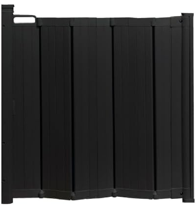 Safetots Automatic Folding Retractable Baby Gate, 55cm - 89cm, Black, Folding Stair Gate for Babies, Retractable Safety Gate