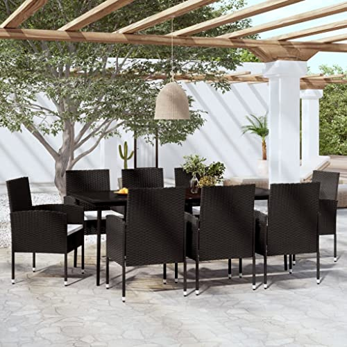 MNISDFL Gartenlounge - Tavolo da birra, 9 pezzi, colore: Nero