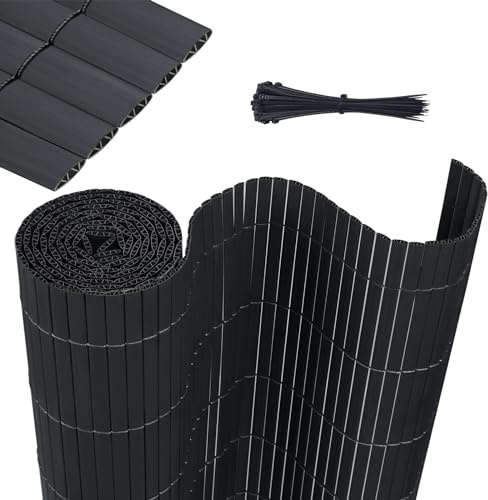 HENGMEI Brise-vue en PVC - Imperméable - Avec serre-câbles - Lamelles renforcées - Protection contre les regards indiscrets - Clôture en PVC opaque - 90 x 700 cm - Anthracite