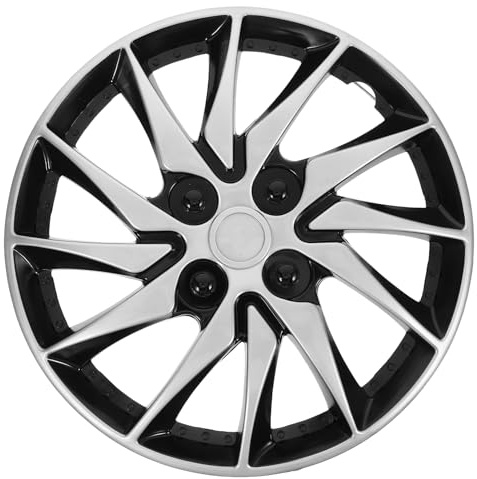 iplusmile 1Pcs 14 Inch Car Wheel Case Hubcap - Car Wheel Trims Case Hub Cover Hubcaps Manhole for Protection Hub Caps (Silver Black)