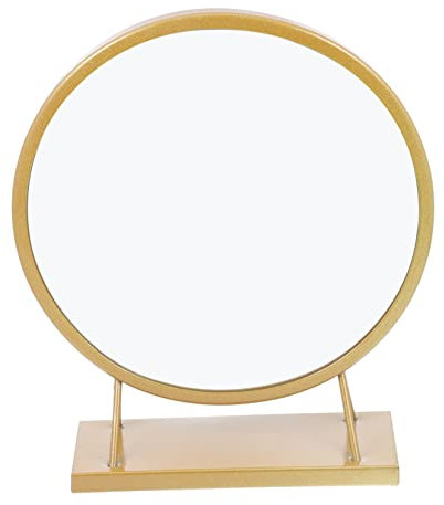 MAGICLULU Runder Schminkspiegel Gold Mit Stabilem Sockel Dekorativer Kosmetikspiegel Für Schlafzimmer Und Schminktisch Praktisches Design Für Make-up Und Rasur Langlebiges Material Kreatives