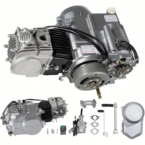Garbenat 125ccm Motor 4-Takt Pit Bike Motor 4 Gang Dirt Bike Motor Gokart Motor mit Kickstarter CDI-Zündsystem & Handbetätigter Kupplung Einzylinder Motorrad Motor Kit für ATV Pit Bike CRF50 XR50