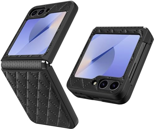 MiRowy for Samsung Galaxy Z Flip 6 5G Phone Case with Back Screen Protector & Hinge Protection, Foldable Premium PC Cover, Shockproof Protective Case for Galaxy Z flip 6 2024 - Black