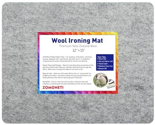 ZOMONETI 15 x 12 Wool Pressing Mat 100% New Zealand Felted Wool Ironing Mat Pad Blanket for Quilter, Sewing, Quilting Supplies and Notions