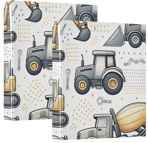 Lot de 2 porte-blocs à 3 anneaux avec porte-bloc de 2,5 cm pour format lettre (21,6 x 27,9 cm), véhicules de construction